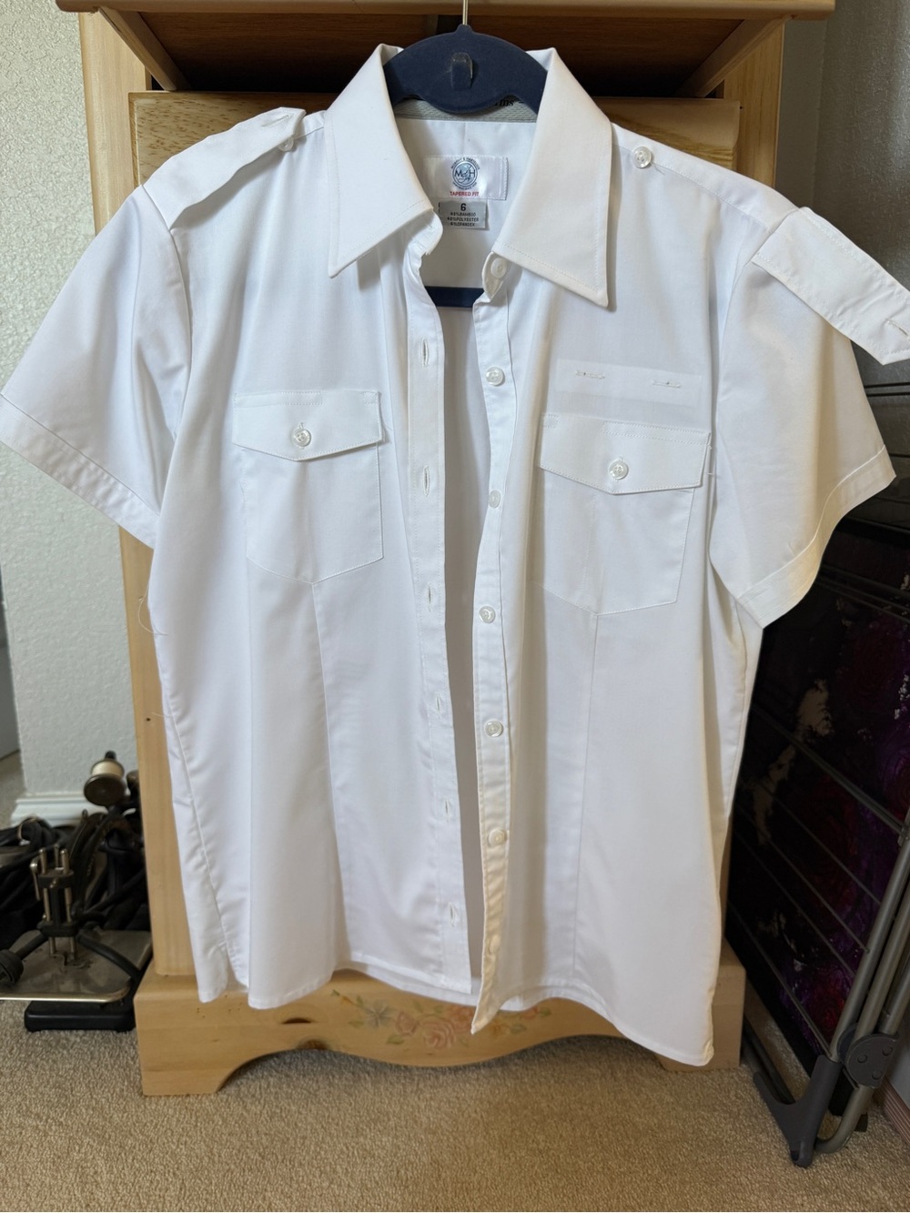 M&H Pilot Short-Sleeve Button-Down Shirt with Epaulettes